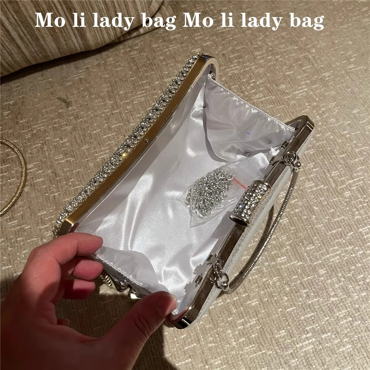 Luxury Crystal Shiny Rhinestones Diamond Evening Bag Fashion Metal Handle Women Handbag Wedding Party Clutch Purse Shoulder Bag