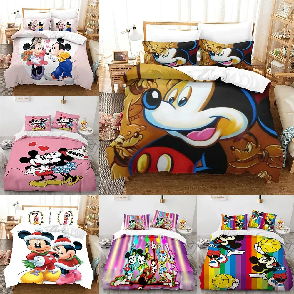 

Mickey Minnie Mouse Bedding Sets Soft Comforter Cover Bed Cover Duvet Cover Pillow Case 2-3 Pieces Sets Kids Adult Gifts