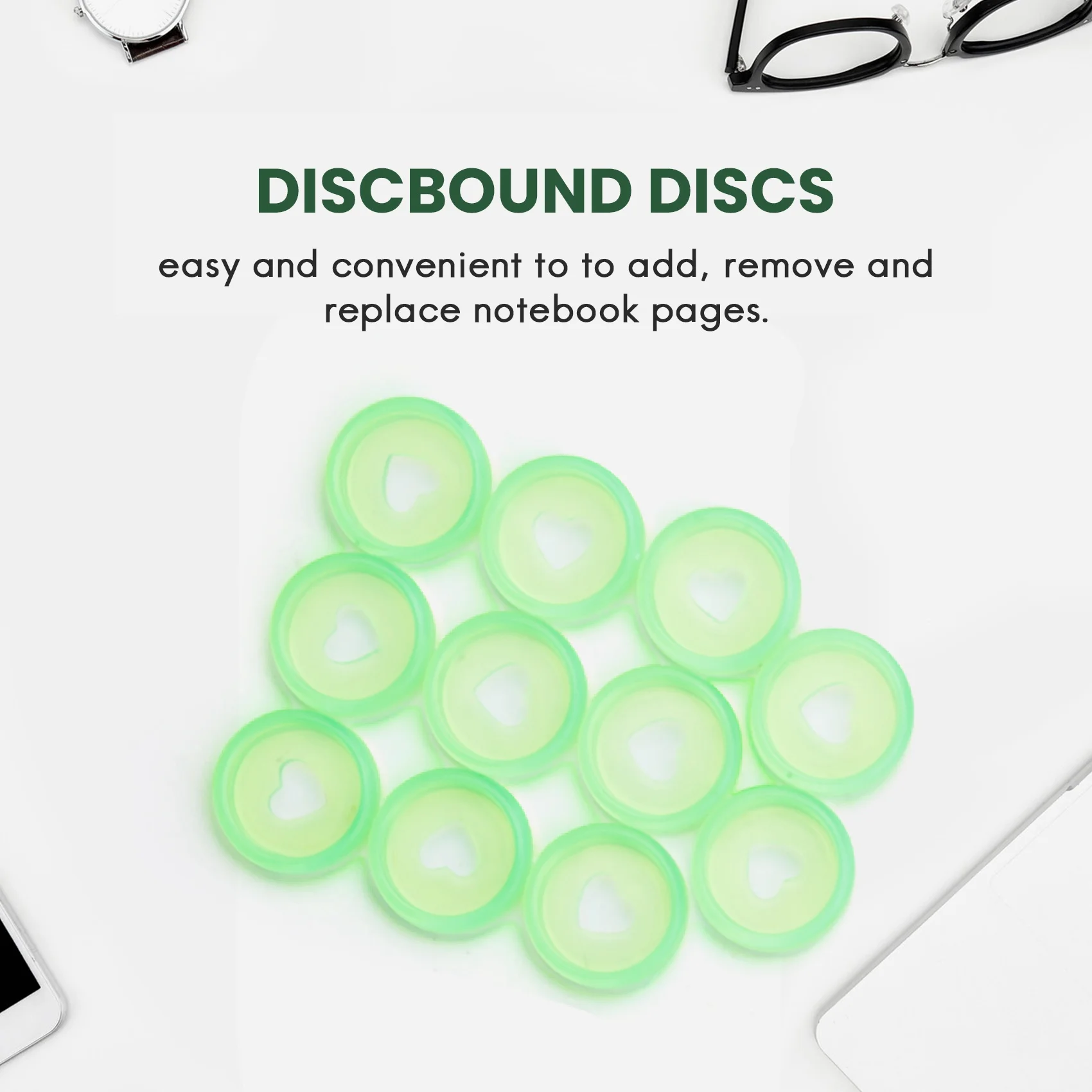 AED7-60 Pcs 24Mm Plastic Book Binding Discs, Discbound Expansion Discs, Heart Binder Rings Mushroom Hole For DIY Notebooks