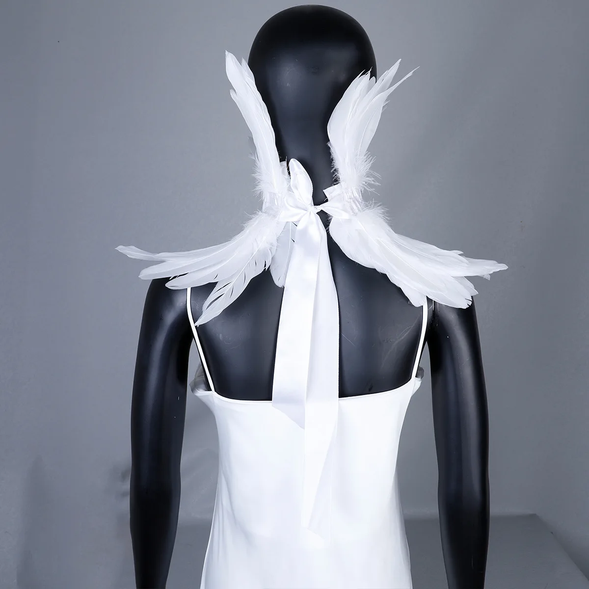 Gothic Style Neck Scarves Woman Wedding Party Shawl Dress Cape Halloween Turkey Snood Women White Scarf Y2k Shawls Feather