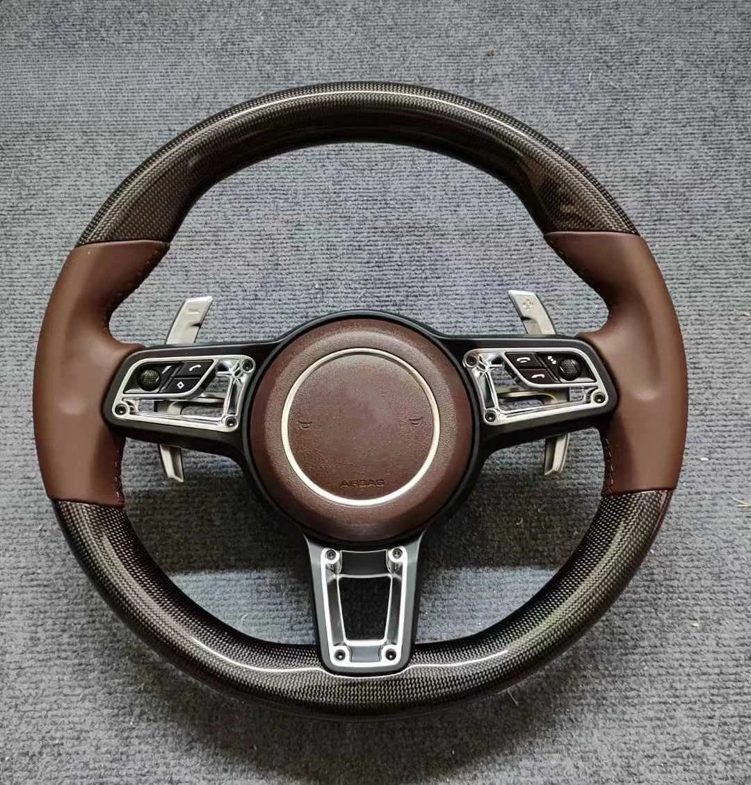 Factory Price Carbon Fiber Flat Steering Wheel For Porsche Mancan Panamera Cayenne 911 718 991 Customized Wheelcustom