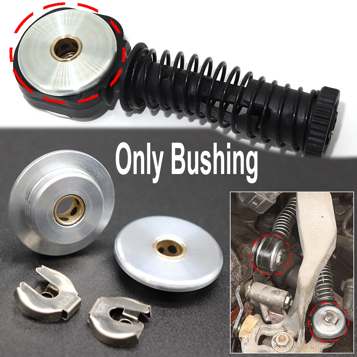 8MM 10MM Manual Gear Shift Cable Linkage End Rod Bushing W/ Lock Washer Clip Replacement Kit For VW Polo 9N 9A 6R 6C Audi A1 A3
