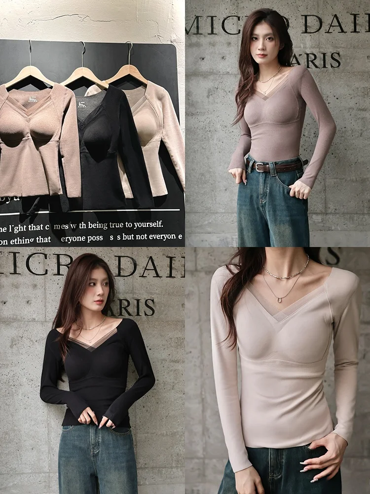 

Термобелье женское Thiened Long Sve V-Ne, облегающее, для осени и зимы, новинка, самонагревающееся, теплое...