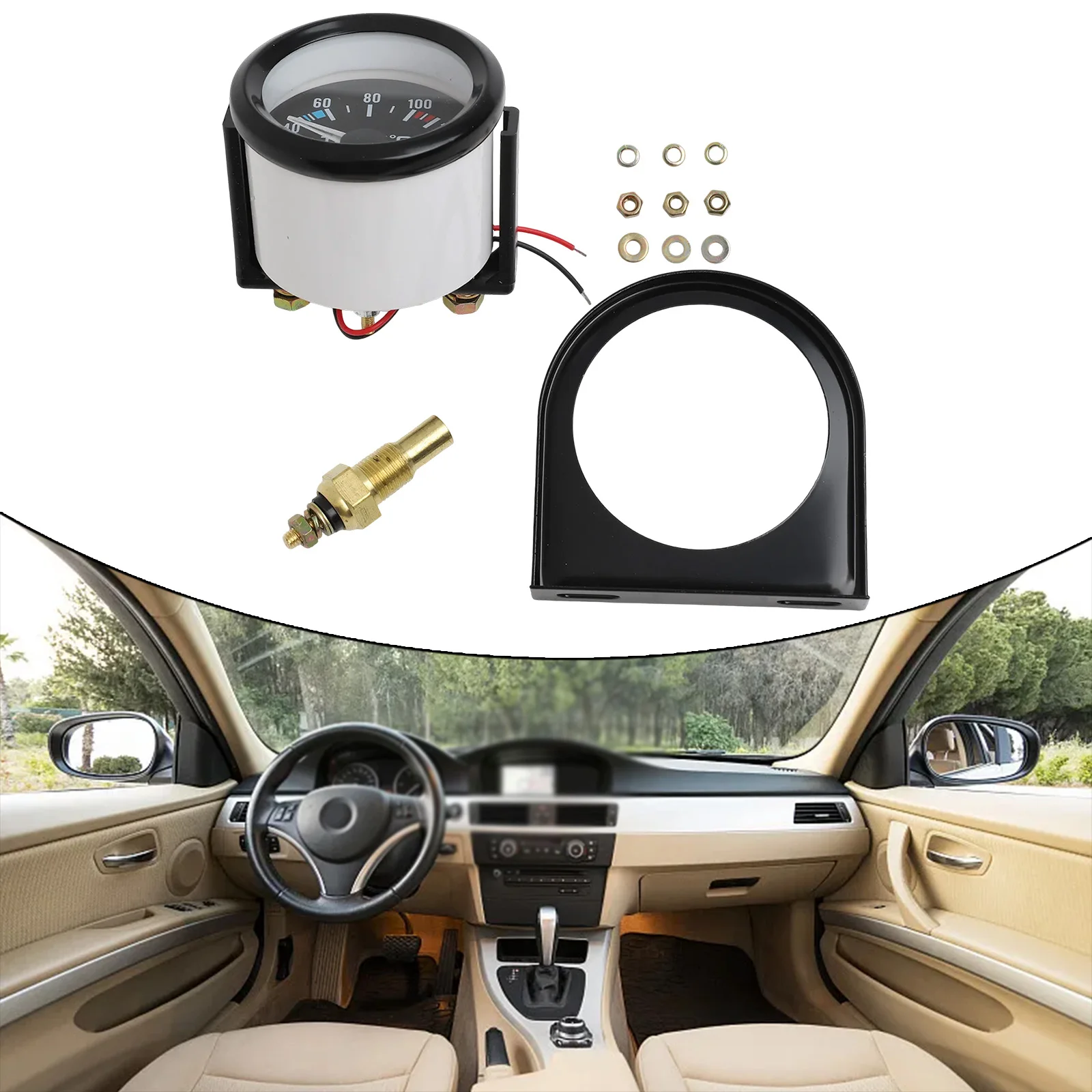 2 Inch LED Water Temperature Meter Bright Display for Easy Reading Ideal for Automotive Performance Monitoring