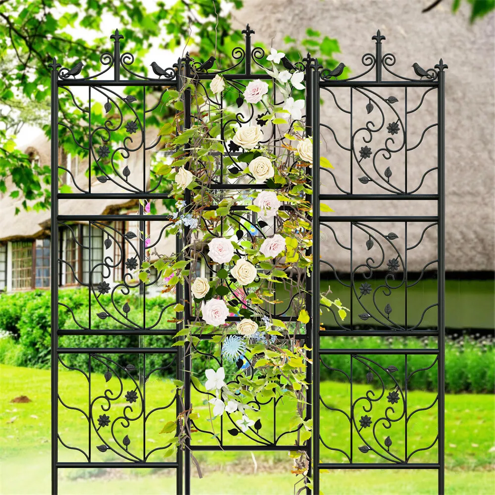 

2x Decorative Metal Garden Trellis for Climbing Plants Outdoor Heavy-Duty Fences