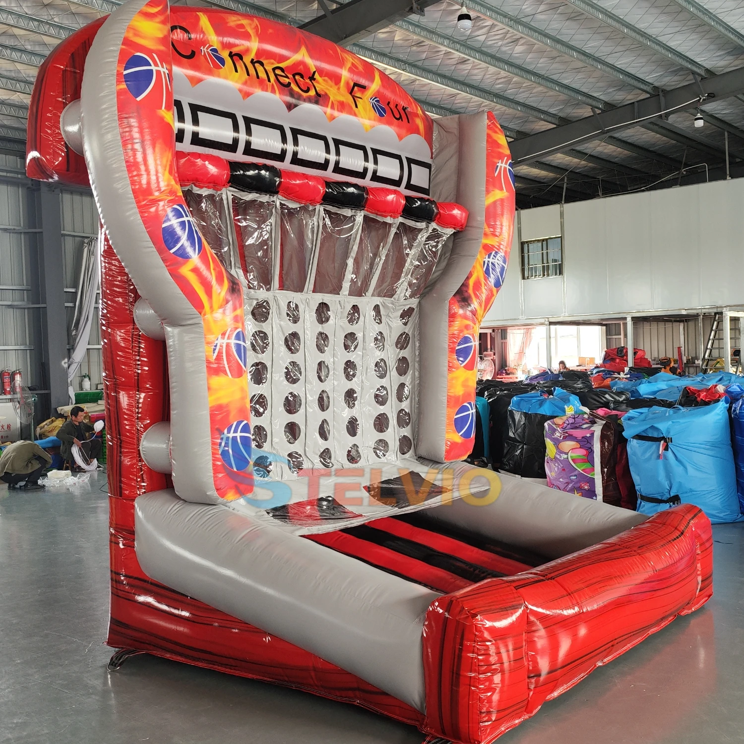 Party Interactive Sport Games For Kids and Adult Inflatable Basketball Court Target Shooting Hoop Giant Connect Four 4 Game