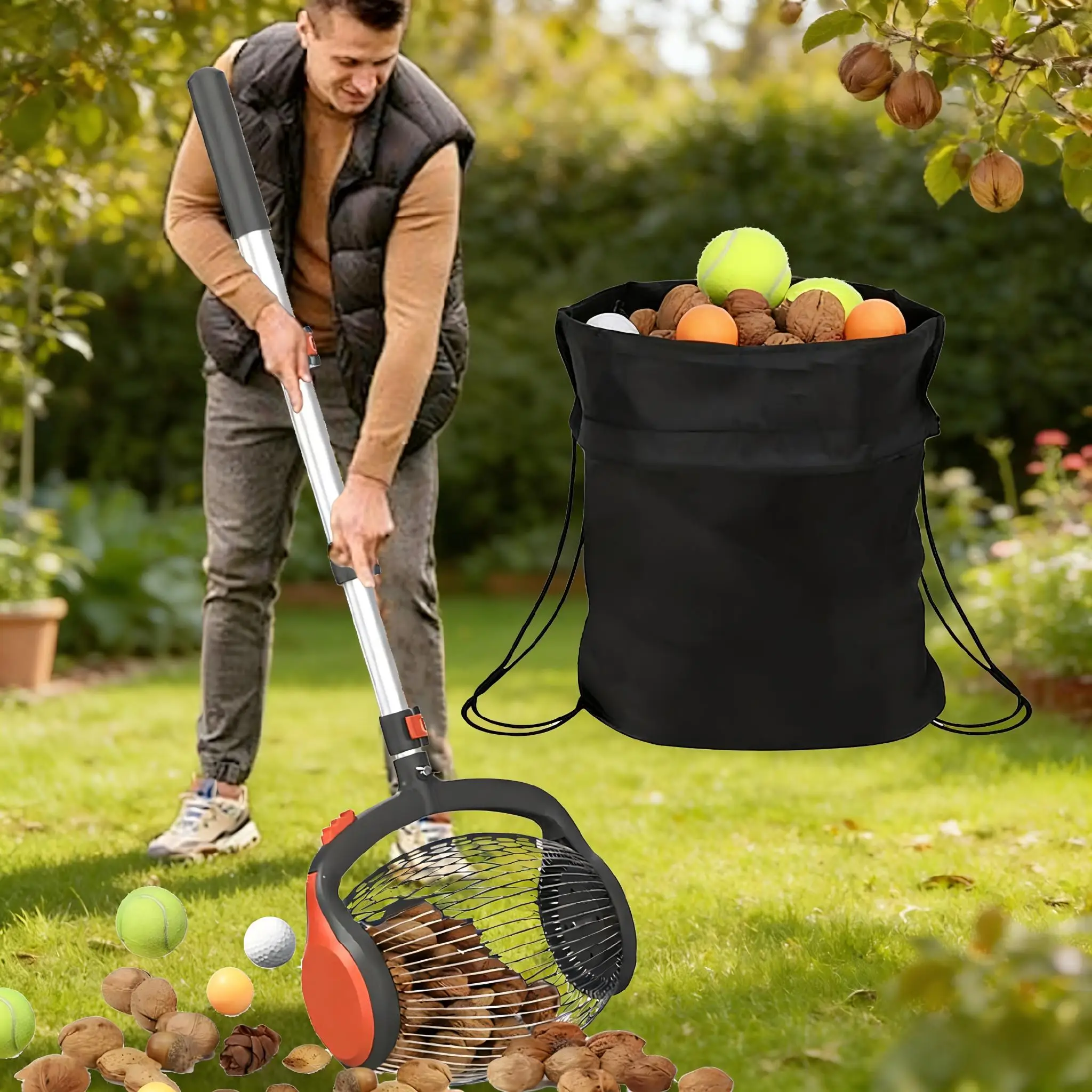 Nut Gatherer 26.37 To 56.3 in Rolling Nut Gatherer Scalable Aluminum Walnut Chestnut Acorn Multifunctional Garden Yard Tool view 6