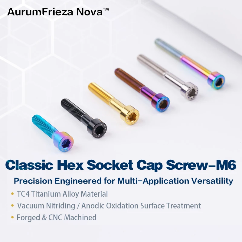 

Hex Socket Head Titanium Screws M6 30-60mm | 900MPa Strength & 45% Lighter | for Home/Auto/Motorcycle | Corrosion Proof