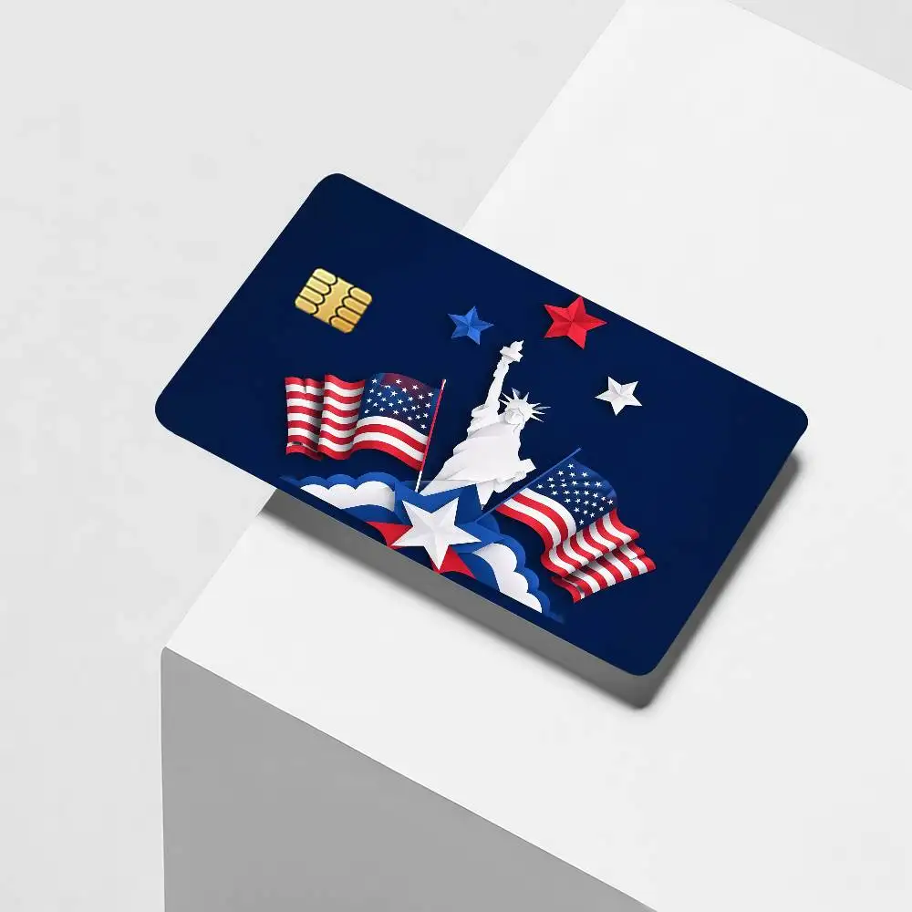 Fashion print A-American Flag Credit Card Decorative Card Stickers Suitable For Bank Cards Metro Transit Anti-scratch Gift 4PCS