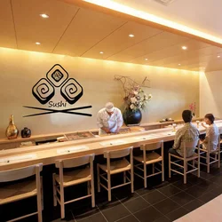 Wall Vinyl Decal Sushi Bar Best Quality Japanesse Food Interior Decor Japanese Food Wasabi Rolls Interior Decor K58