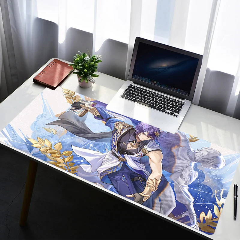 Alas Mouse Laptop Anti Selip Alas Mouse Desktop Diperpanjang Alas Keyboard Anime Aksesori Gaming H-honkai Star Rail Dr. Rasio Mousepad