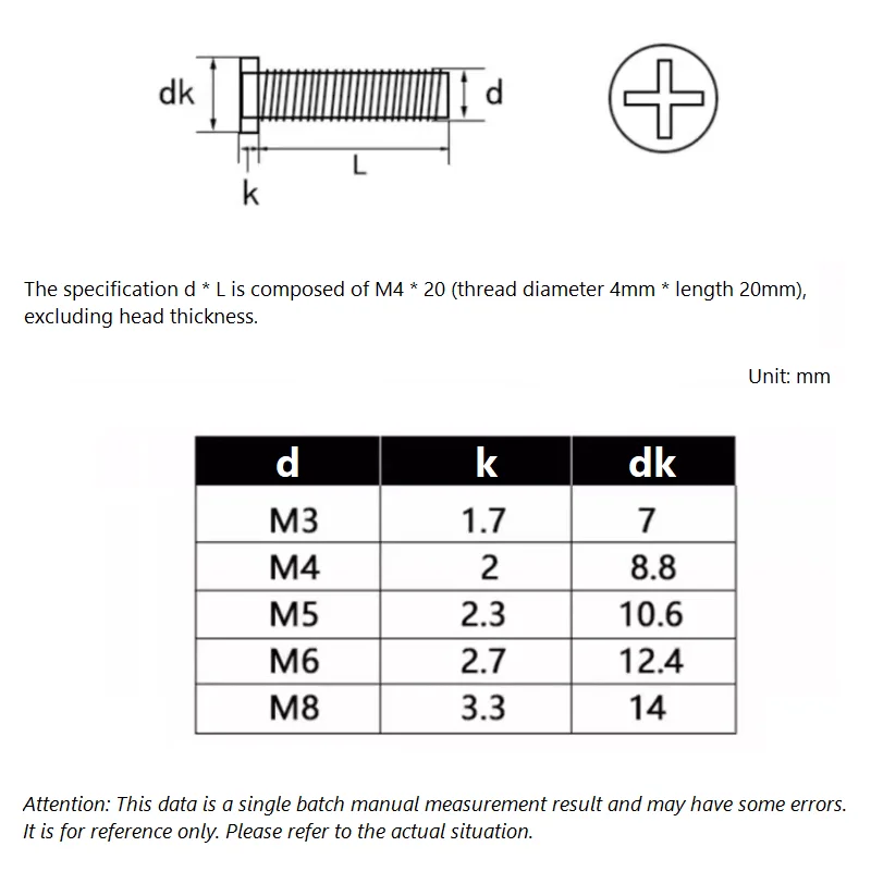 Cross Recessed Hypotenuse Flat Head Screw M3 M4 M5 M6 M8 Bolt Side Furniture 304 Stainless Steel Screw Black