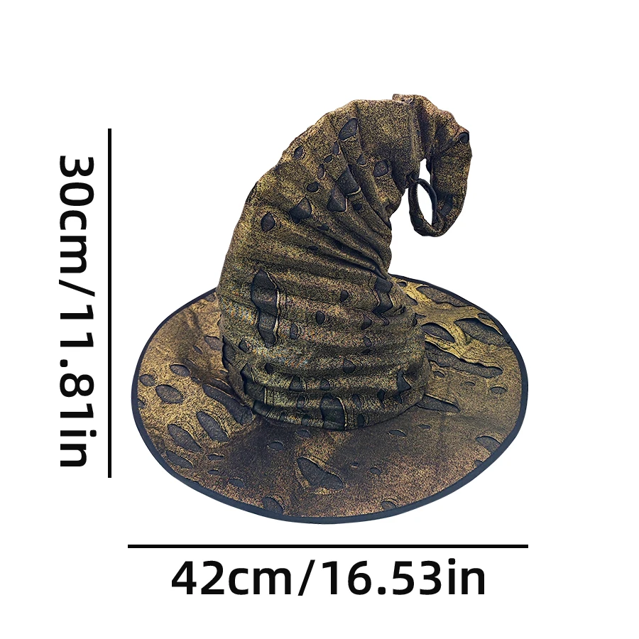 El sombrero de bruja dorado vibrante de Halloween es adecuado para fiestas de Halloween, juegos de rol y fiestas temáticas de maquillaje