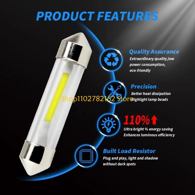 547B 12V Interior Reading Light Bulb LED Festoon Replacement Lamp Pack of 5 Clear Housing for Car Map and Cabin Lighting