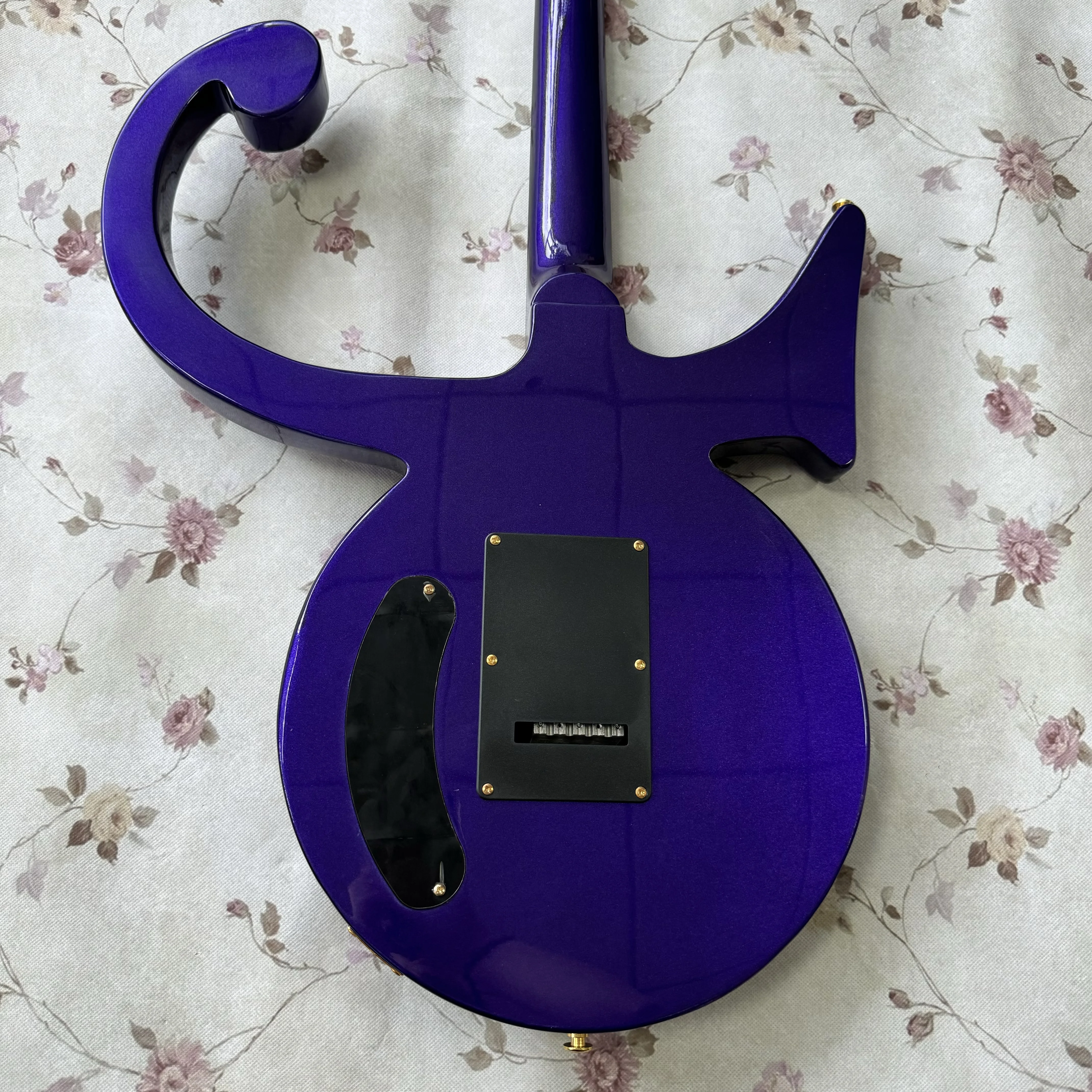 Prince Symbol Shape Electric Guitar Metallic Purple Finish Single + Humbucker Tremolo Rock Guitar In Storck