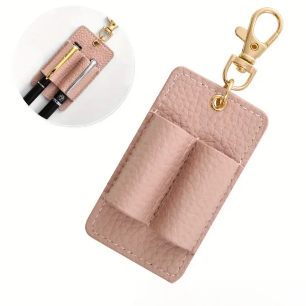 New Portable PU Lanyard Pen Holders Hanging Space-Saving Leather Pen Pouch Creative Design Pen Organizer Office Supplies