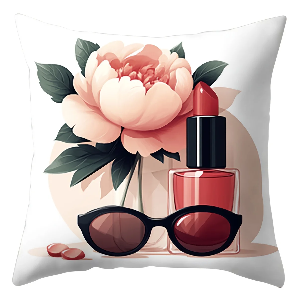 4 piezas, Funda  Cojín Bohemio, Perfume, Gafas  Moda, Patrón  Rosas 40.64 X 40.64 cm, 45.72 x 45.72 cm, 50.8 x 50.8 cm, Ad