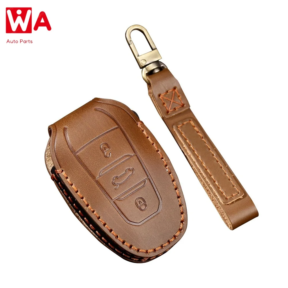 

1Pcs Genuine Leather Car Key Case Cover For Peugeot 208 308 508 3008 5008 For Citroen C4 Picasso DS3 DS4 DS5 DS6