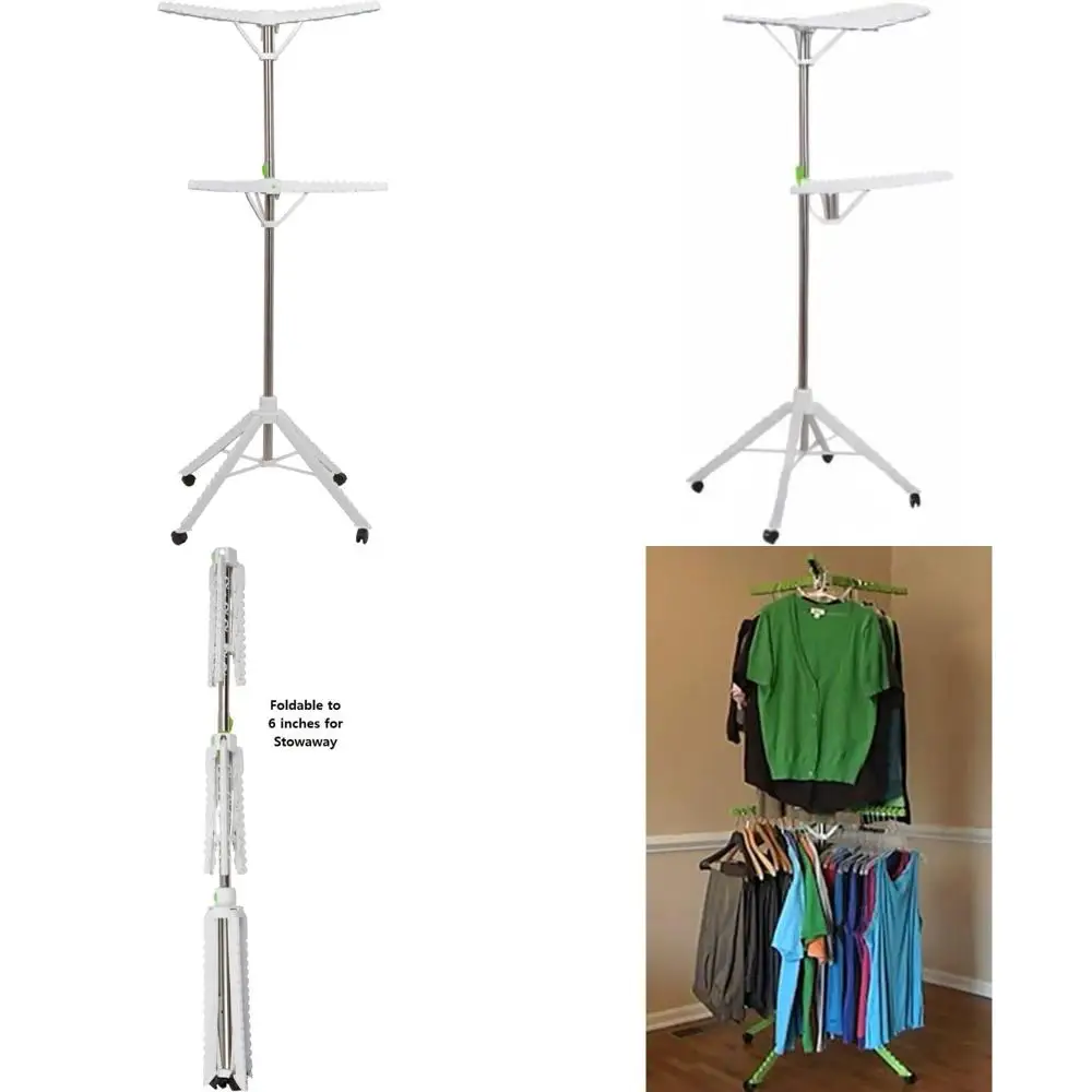 

Сушилка для одежды из нержавеющей стали с регулируемой высотой на 120 предметов, с 4 колесиками для удобного перемещения