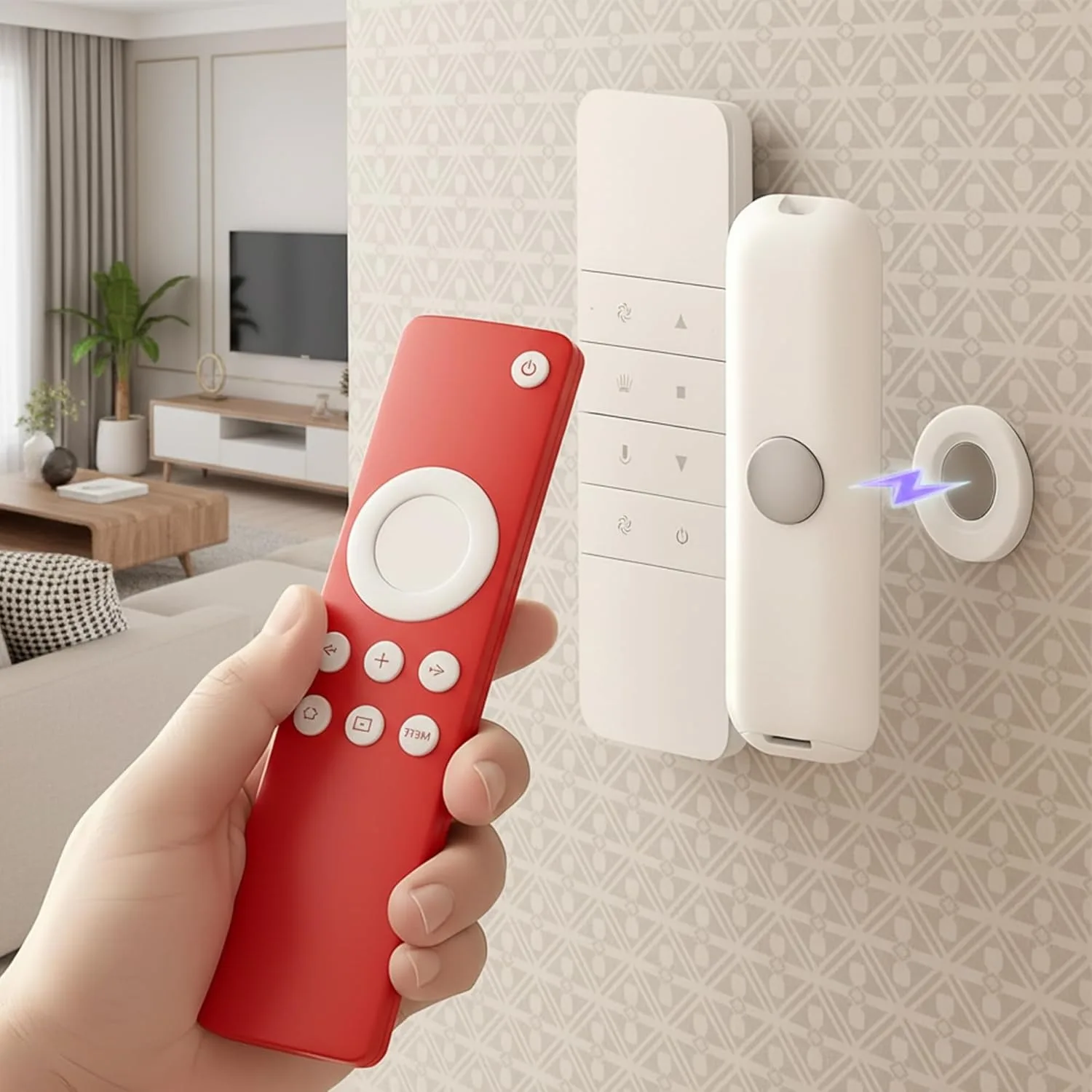

10 pcs magnetic invisible suction cup remote control holder set, suitable for various household appliances, plug storage, traceless nail-free wall decoration, easy-to-install practical hooks, cable management, and equipment remote control storage