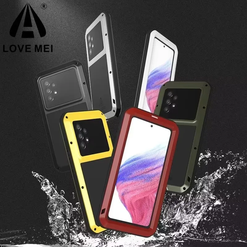 

LOVE MEI Military Grade Metal Armor Case For Samsung Galaxy A52 A53 A54 A30 A41 A50 A51 5G Alloy Soft Silicone Shockproof Cover
