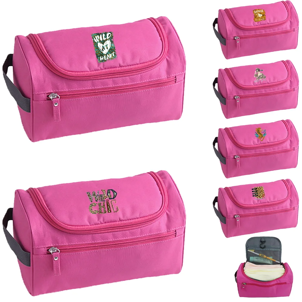 Attractive Unisex Hanging Cosmetic Pouch Travel Toiletry Storage Wild Pattern Wash Bag for Mini Vacation Trips