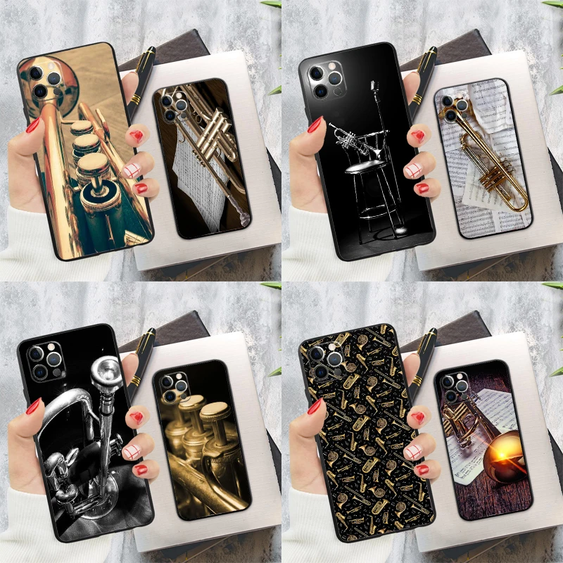 Piccolo Trumpet Brass Instruments Phone Case For iPhone 16 15 14 13 12 11 Pro Max 12 13 Mini 7 8 16 Plus X XR XS Max Cover