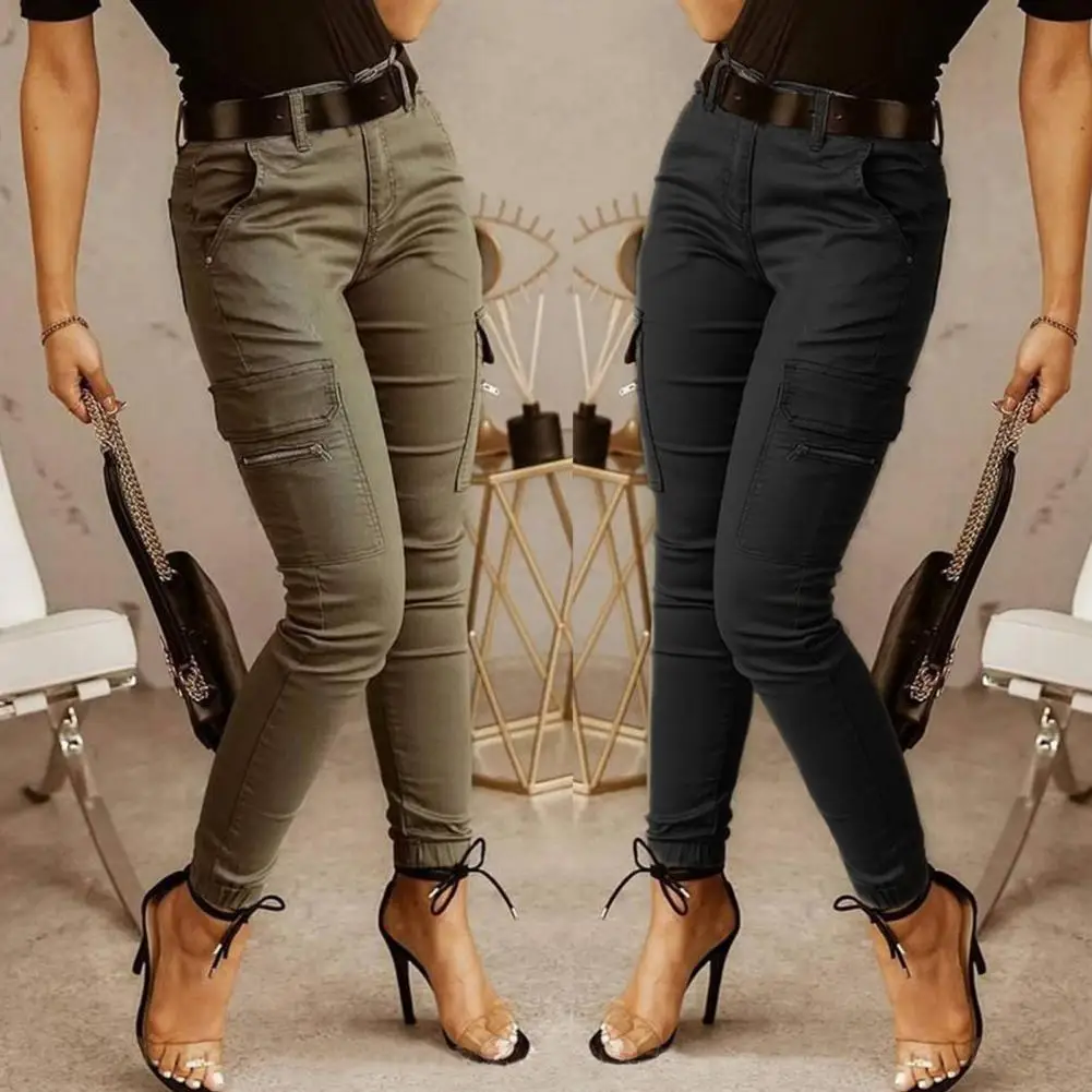 

Office Lady Sweatpant Streetwear Women Pants Women Slim Stylish Solid Color Ankle Tied Pants