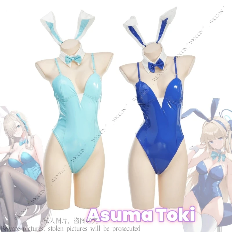 

Asuma Toki Game Blue Archive Asuma Toki Cosplay Costumes Sexy Leather Bodysuit Anime Sweet Bunny Girl Sling Jumpsuit Halloween