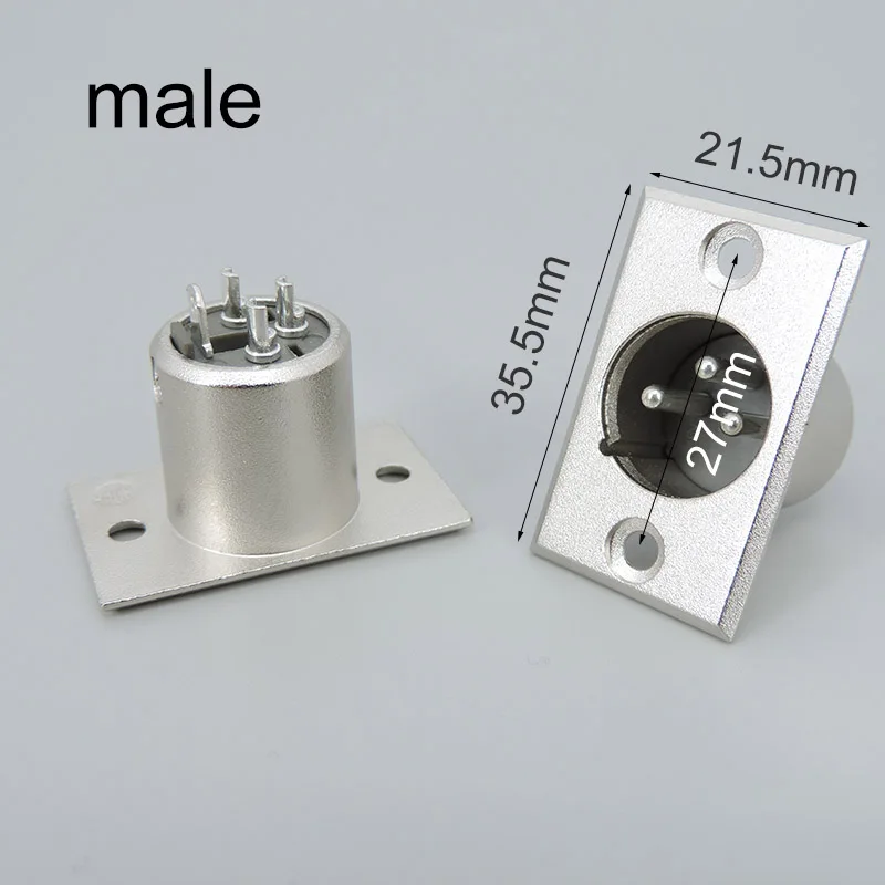 XLR 패널 섀시 커넥터 수 암 잭 소켓 패널 장착 유형 섀시 사각형 모양 금속, 헤드셋 연결 L, 3 핀