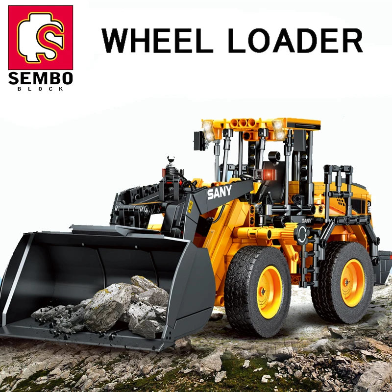 SEMBO SW966K 1:26 Scal Engineering Truck Building Blocks Excavator Loader Car City Construction MOC Bricks Set For Children Kids