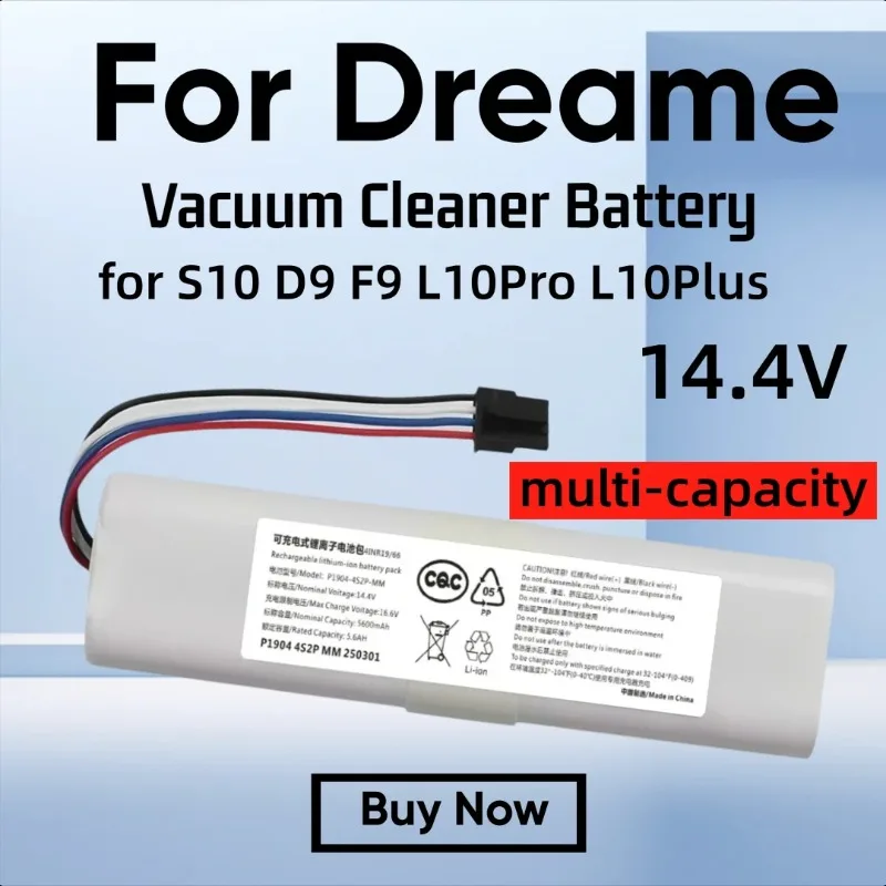 

14.4V Multiple Capacities Replacement Battery 4S2P-MMBK For Dreame Vacuum Cleaner S10 D9 F9 L10Pro L10Plus
