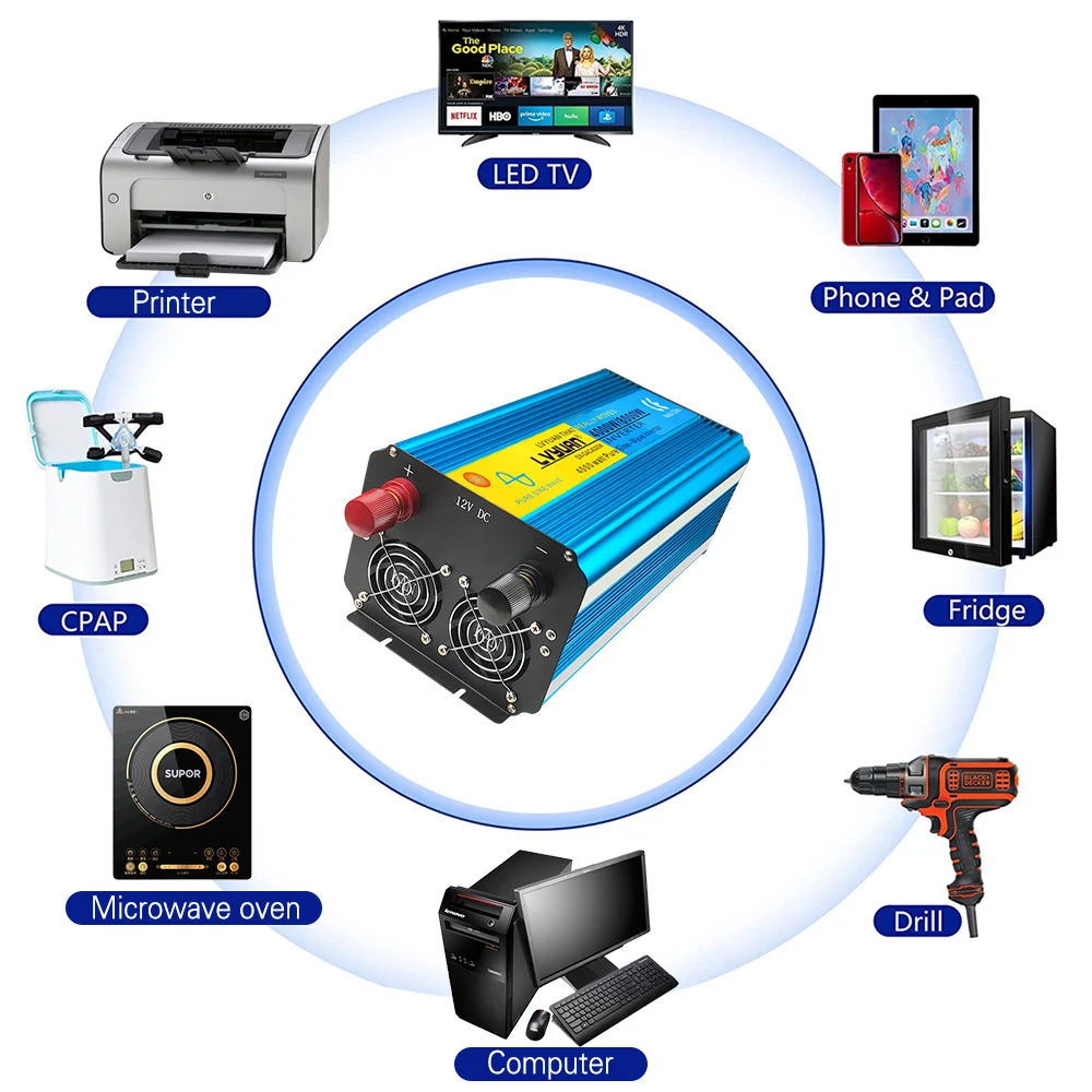 Pure Sine Wave Inverter 8000W Voltage Transformer DC12V 127V Universal Inversor Onda Pura Outlet For Camping Converter Adapter