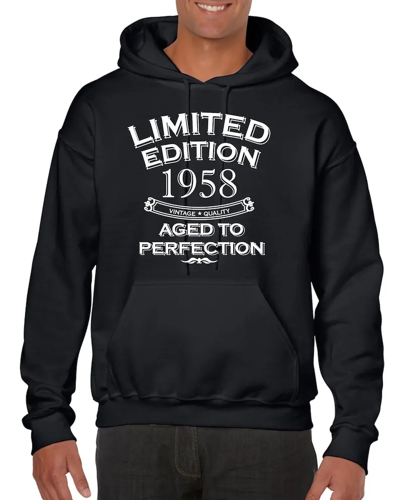 

66th Birthday Gifts For Dad Limited Edition 1958 Aged To Perfection Hoody Hoodie Hooded Sweatshirt 66th Gifts 66th Presents