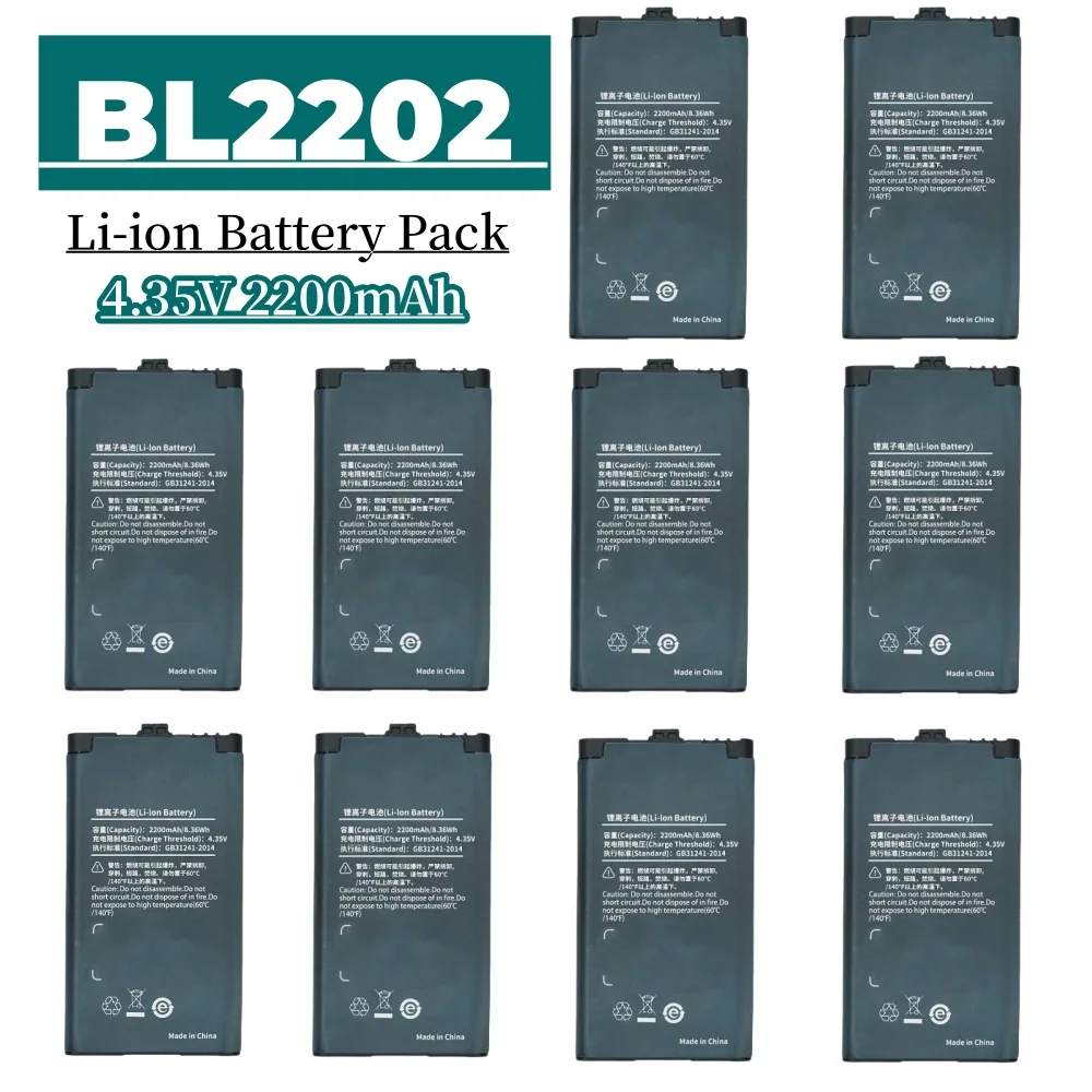 10PCS BL2202 4.35V 2200mAh Rechargeable Li-ion Battery for Hytera HYT BD300 BD306 BD350 Digital-Analog Walkie Talkie Replacement