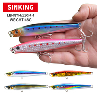 Sinking Minnow for Fishing 110mm 48g Sea Fishing Trout Bass GT Heavy Casting Minnow Isca Artificial Pesca Hard Bait 9007