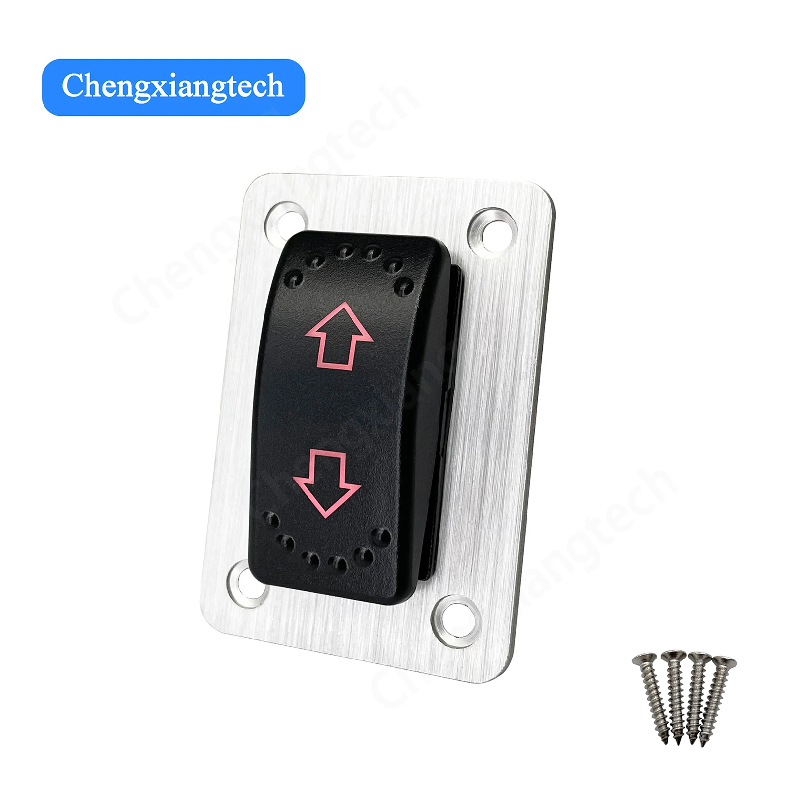 1 Gang Aluminum Rocker Switch Panel ARROWS (ON) OFF (ON) DPDT 3 Positions Non Latching Red Led 12V 20A 24V 10A Momentary Switch