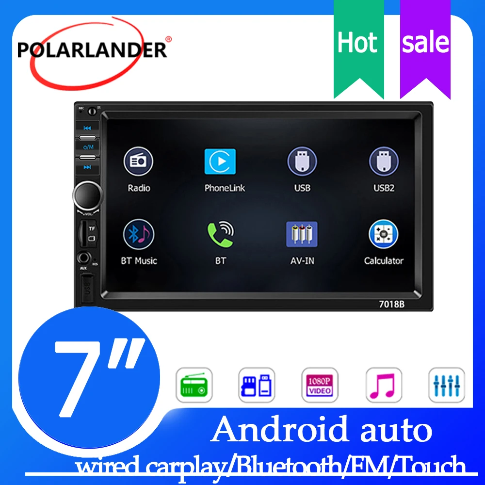 2 Din 7 Inch Car Stereo Apple Carplay Android Auto Bluetooth 5.1 FM Mirror Link USB TF AUX