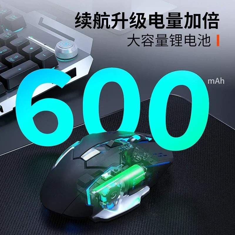 Rechargeable Wireless Gaming Mouse with Silent Bluetooth, USB, Mechanical, and E - Sports Backlight for Computer