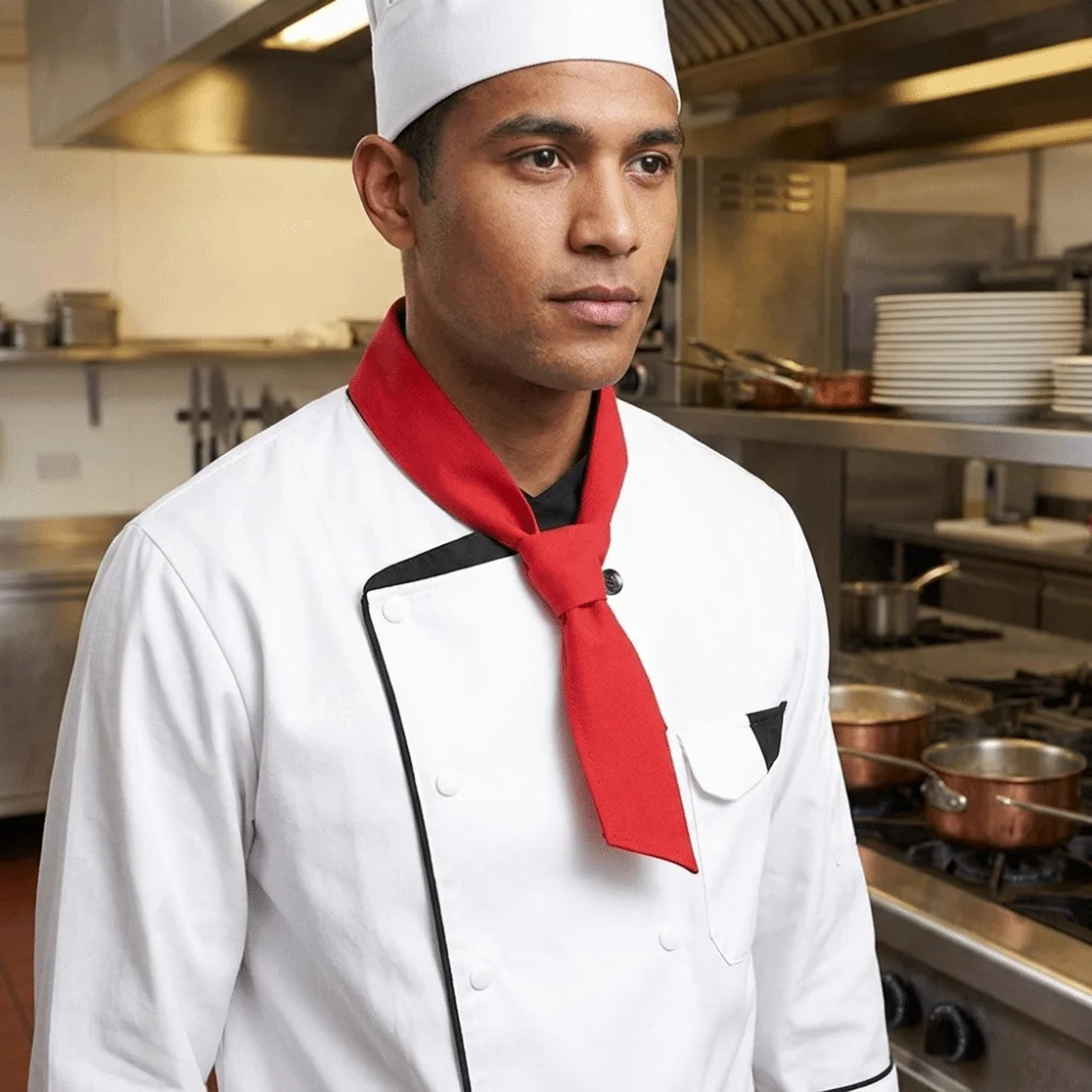 Breathable Fabric Chef Scarf Adjustable Tie Soft Cotton Chef Neckerchief Moisture Wicking Unisex Design Chef Tie For Waiters
