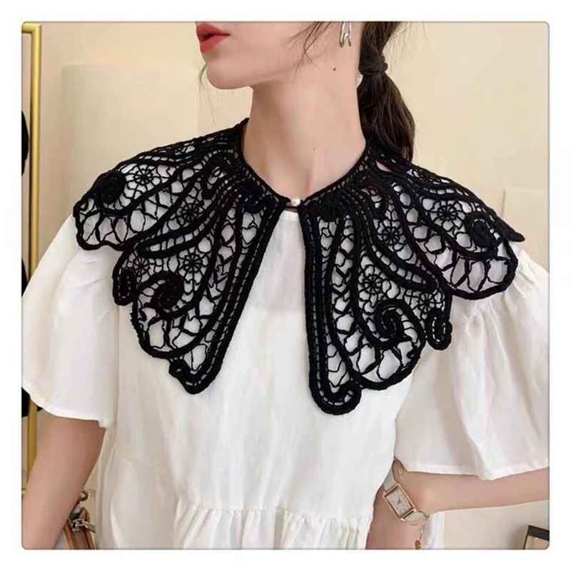 

Elegant Sweet Embroidery Shawl Detachable Fake collar Dress Decorative Collar Hollowed Out Scarf Shoulder Straps