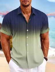 Camisa de manga corta para hombre, cárdigan Retro de un solo pecho, estampado informal, cómodo y suave, verano, Playa hawaiana