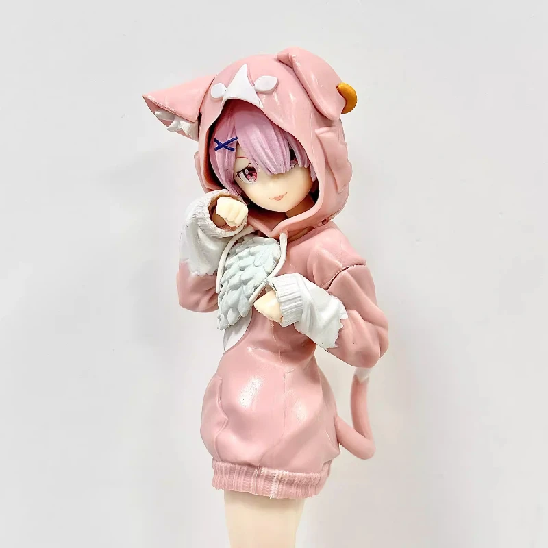 6pcs Anime Re:Zero Rem Ram Emilia Cute Girl Action Figure 20cm Puck Cosplay Hoodie Doll Collect Model Toy Desktop Decor Boy Gift view 4