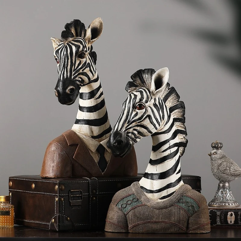 

Retro zebra ornament creative home decoration window TV cabinet wine cabinet entrance living room modern soft decoration