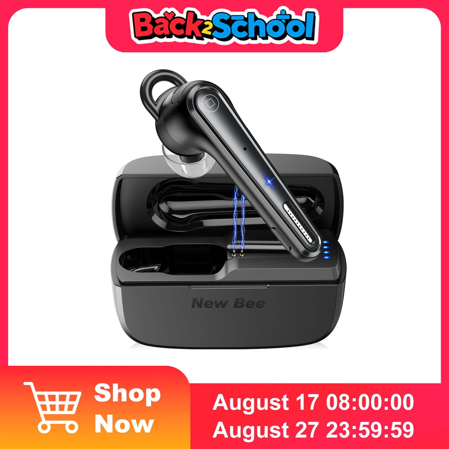 جديد Bee سماعة رأس بخاصية البلوتوث ميكروفون مزدوج كتم 500mAh سيارة القيادة سماعة يدوي شحن حالة لاسلكية واحدة الأذن الأعمال