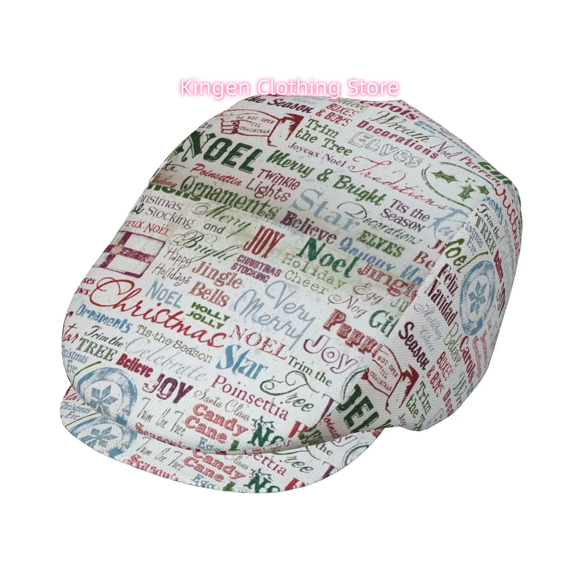 1pc Collection of Christmas Carols All-over printed beret,  newsboy cap, unisex, a must-have fashion accessory for outdoor leisu