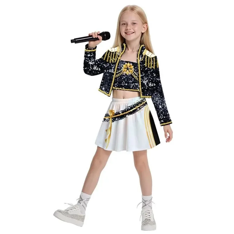 Kids Girls Rumi Zoey Mira Kpop Demon Hunters Cosplay Costume for Children Clothing Roleplay Outfits Halloween Carnival Suit