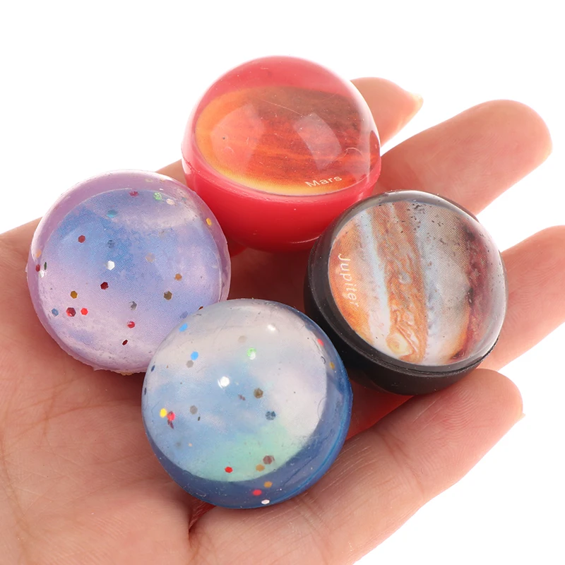 10PCS 30mm Kinder Planet Bouncy Ball Spielzeug Starry Sky Elastische Gummi Solide Springen Ball Kinder Party Spielzeug Geschenk zufällig