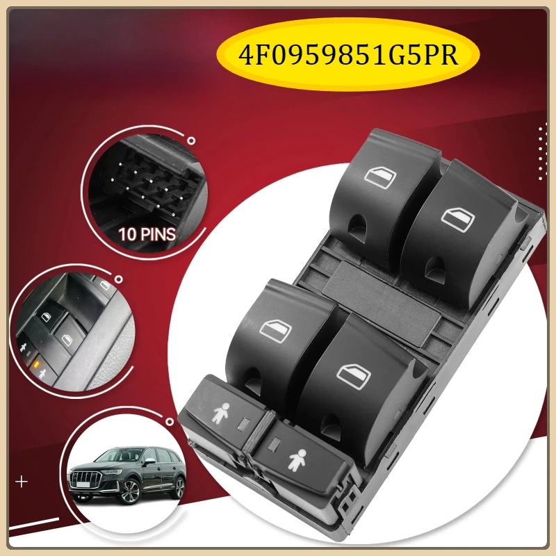 4F0959851G5PR Electric Master Power Window Control Switch Glass Lifter Regulator Button For Audi Q7 2007-2015 A6 C6 2005-2011