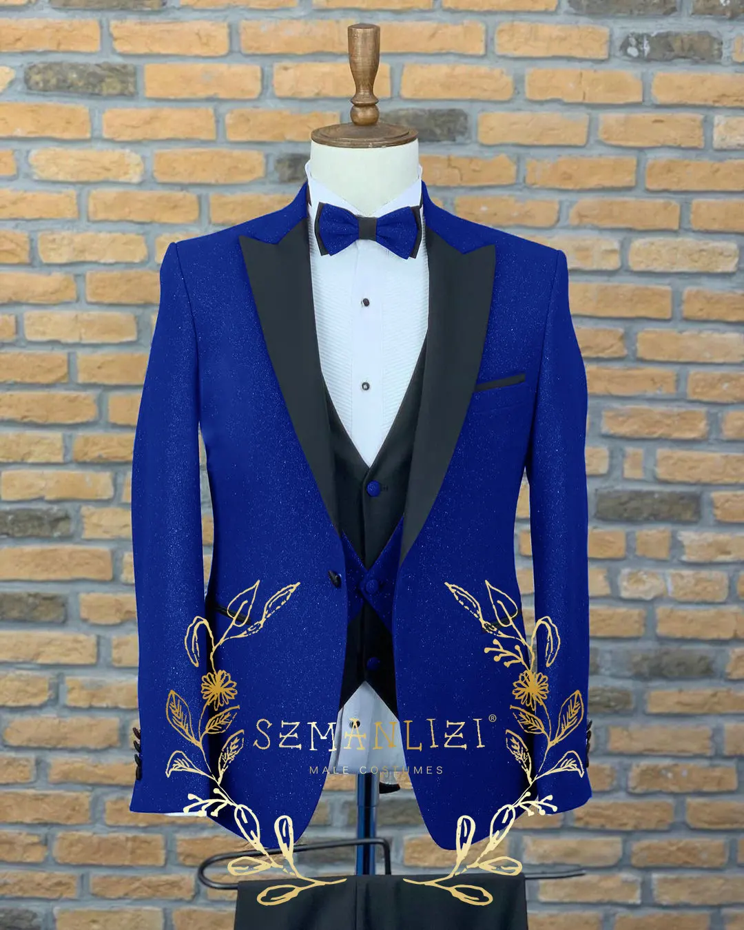 2023 Gold Shinny Wedding Suits For Men Peaked Lapel Jacket+Vest+Pants 3 Pieces Formal Male Prom Dress Tuxedo Groom Wear Blazer